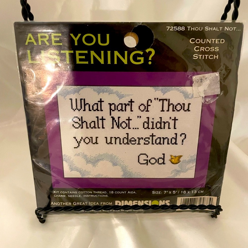 Dimensions “Thou Shalt Not”  Counted Cross Stitch 1999 7”x 5” Sealed USA